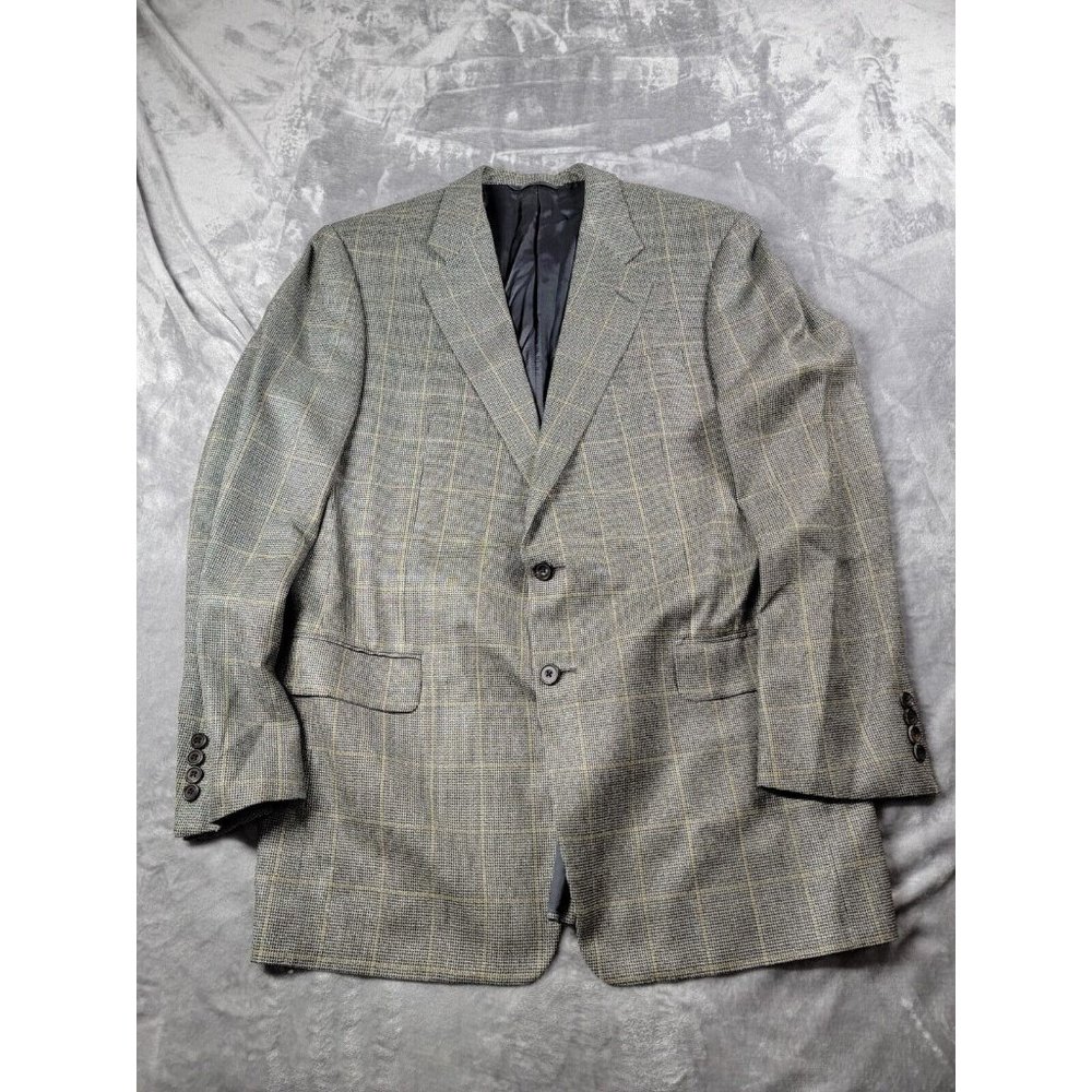 HICKEY FREEMAN 42L Canterbury Blazer Sport Coat Windowpane Blazer Silk Wool
